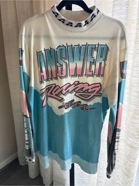 Answer Racing Elite Long Sleeve Shirt - Teal/Pink/White